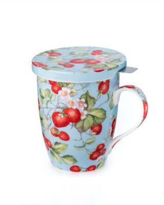 McIntosh: Strawberries Forever Tea Mug w/ Infuser & Lid