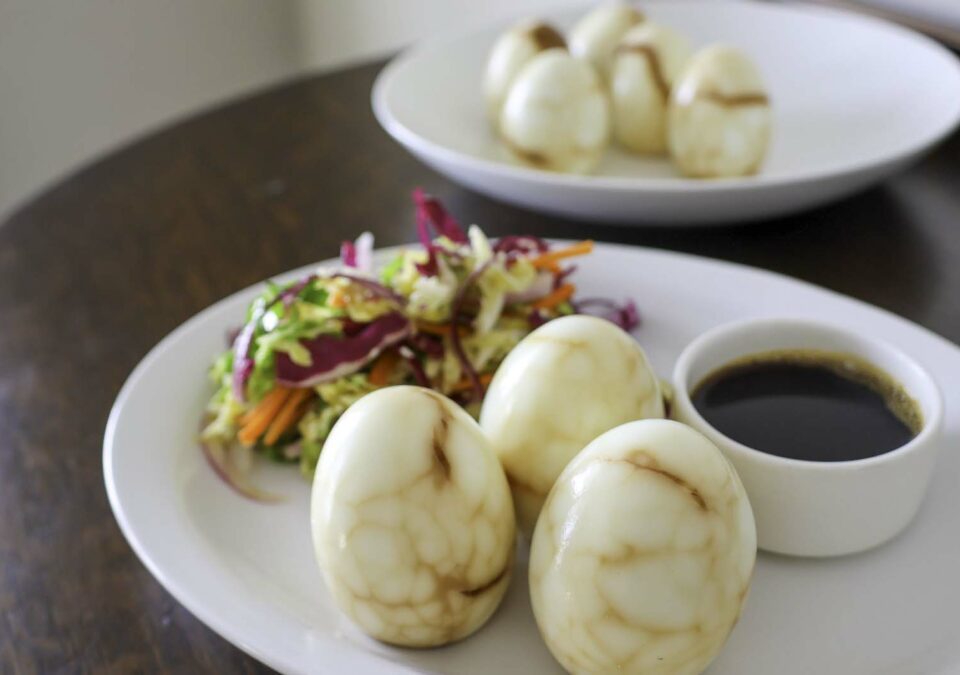 Chinese Tea Eggs with Asian Coleslaw